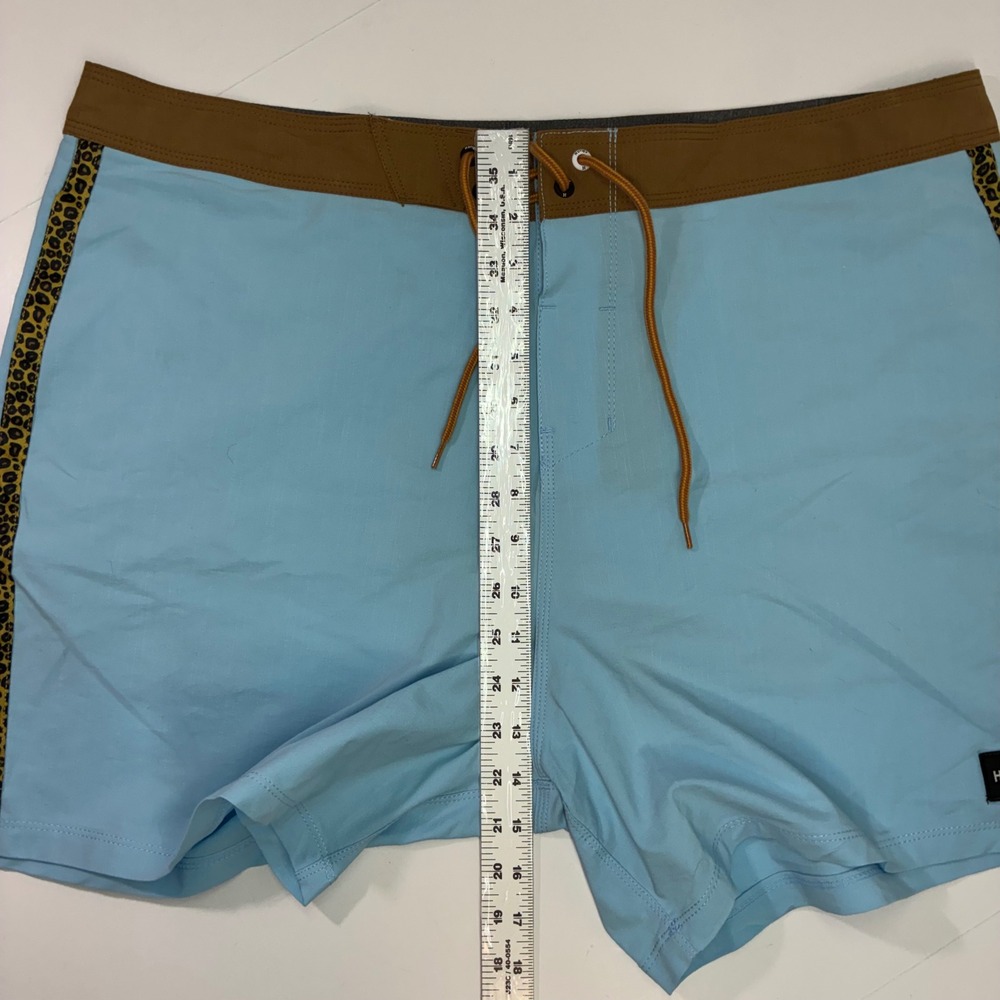 Hurley Phantom Mens Board Shorts Blue Leopard Stripe Swim Trunks 38 MBS0011450 - Picture 7 of 12